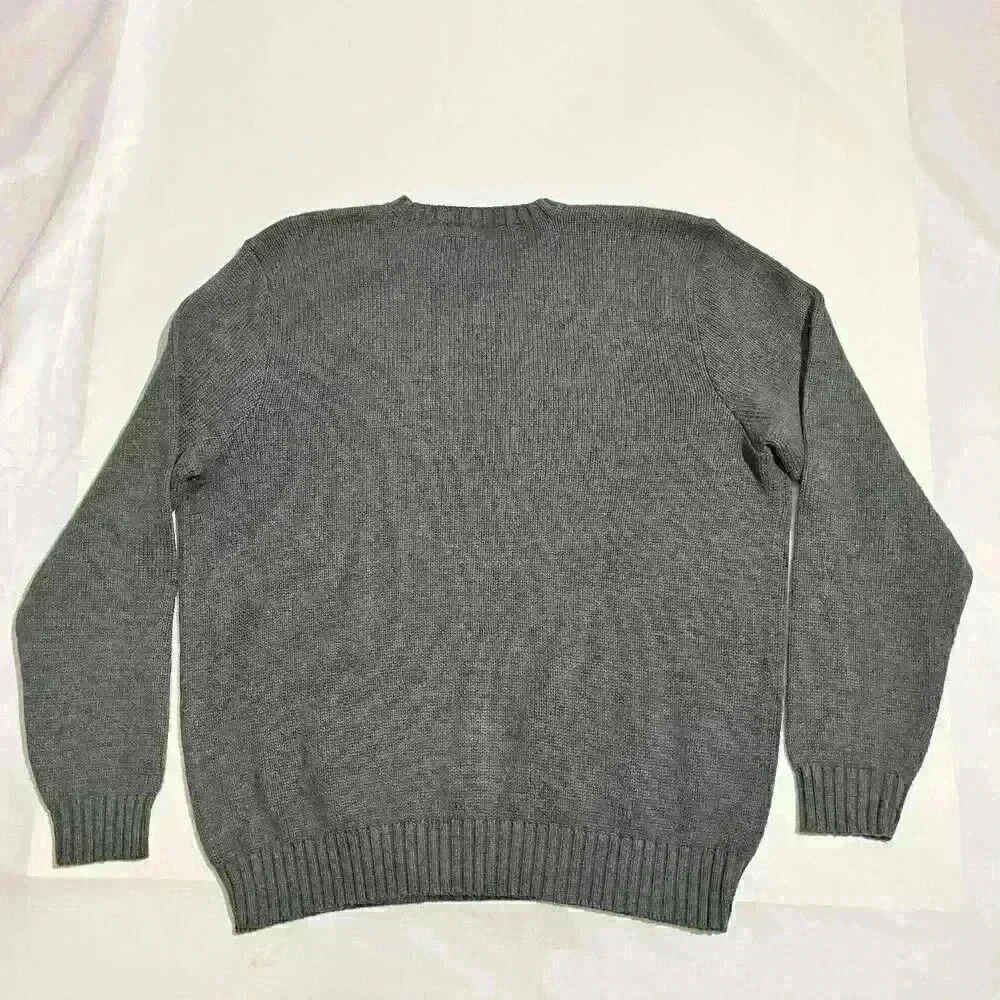 Vintage Polo Ralph Lauren Gray Crew Neck Knit Sweater Pony 90s Mens Size Large